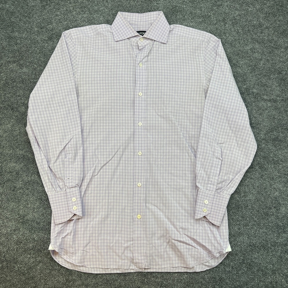 Tom Ford Shirt Lavender Purple Button Up Flip Cuffs 15.5 39 Long Sleeve *FLAWS*